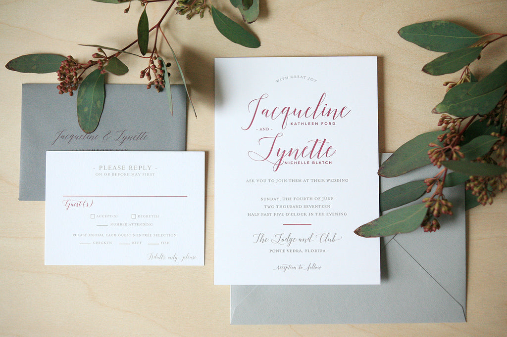 Modern Letterpress Wedding Invitations