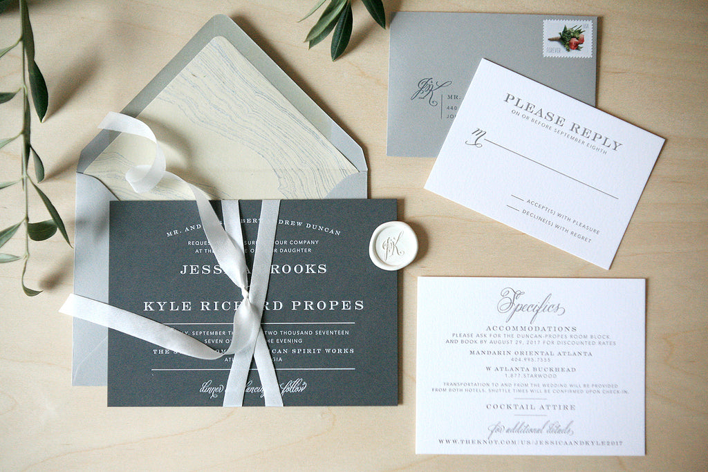 White Foil Wedding Invitations