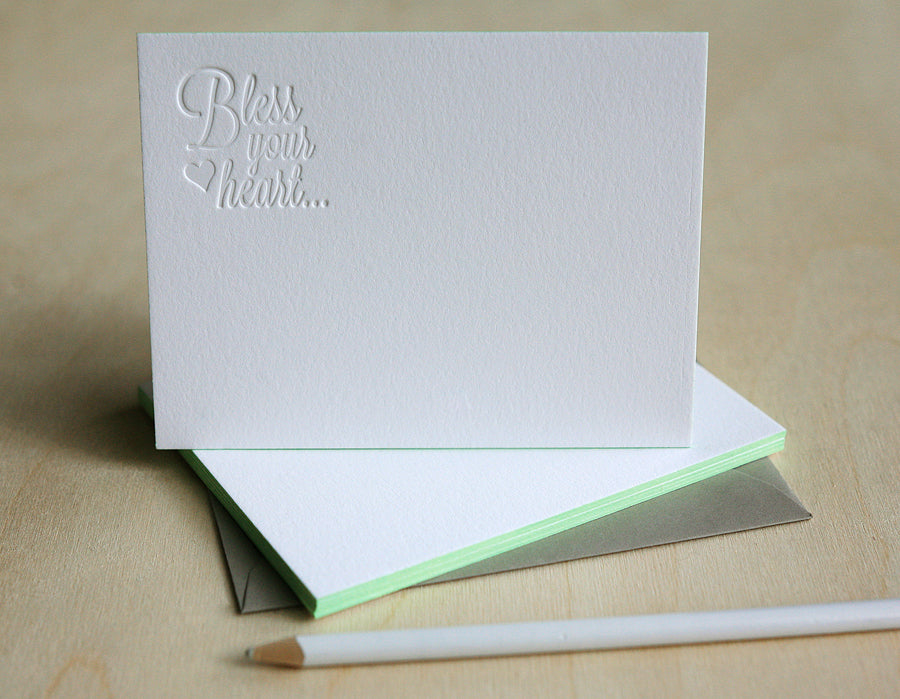 Bless Your Heart Letterpress Edge Painted Notes