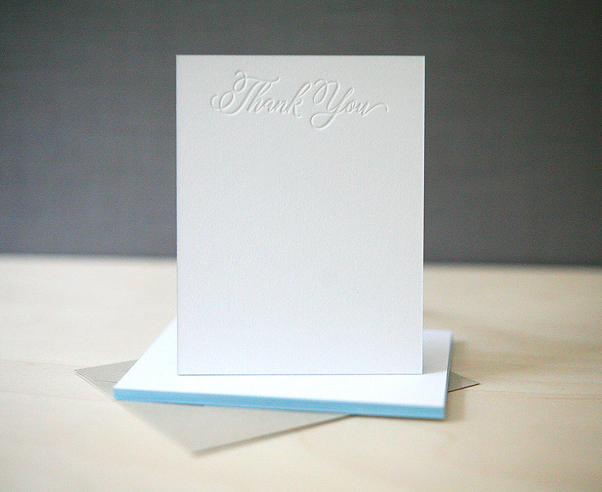 Calligraphy Thank You Letterpress Edge Painted Notes