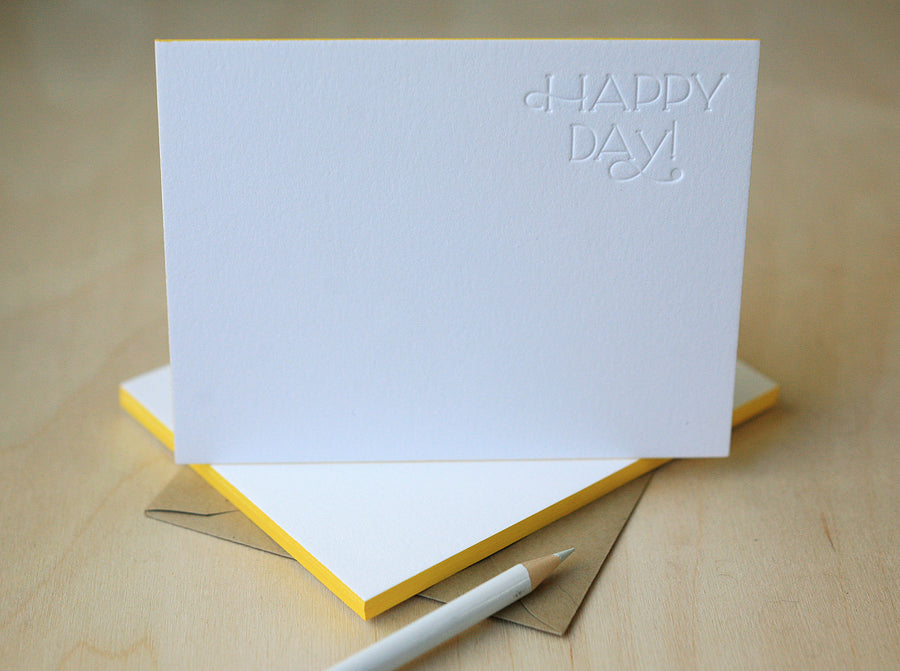 Happy Day Letterpress Edge Painted Notes
