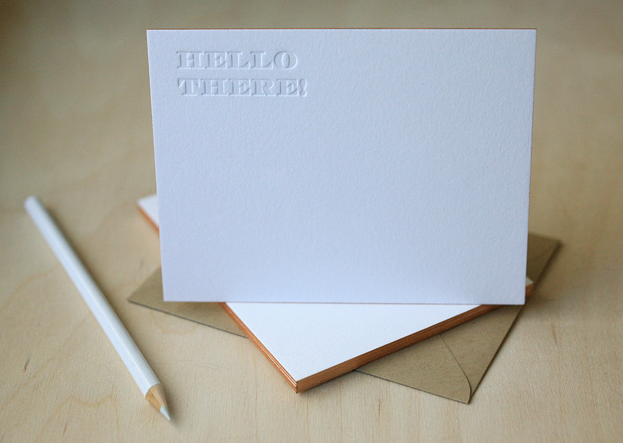 Hello There Letterpress Edge Painted Notes