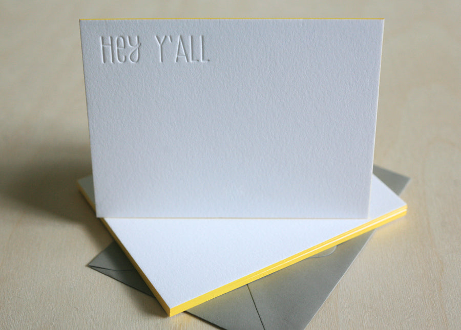 Hey Y'all Letterpress Edge Painted Notes