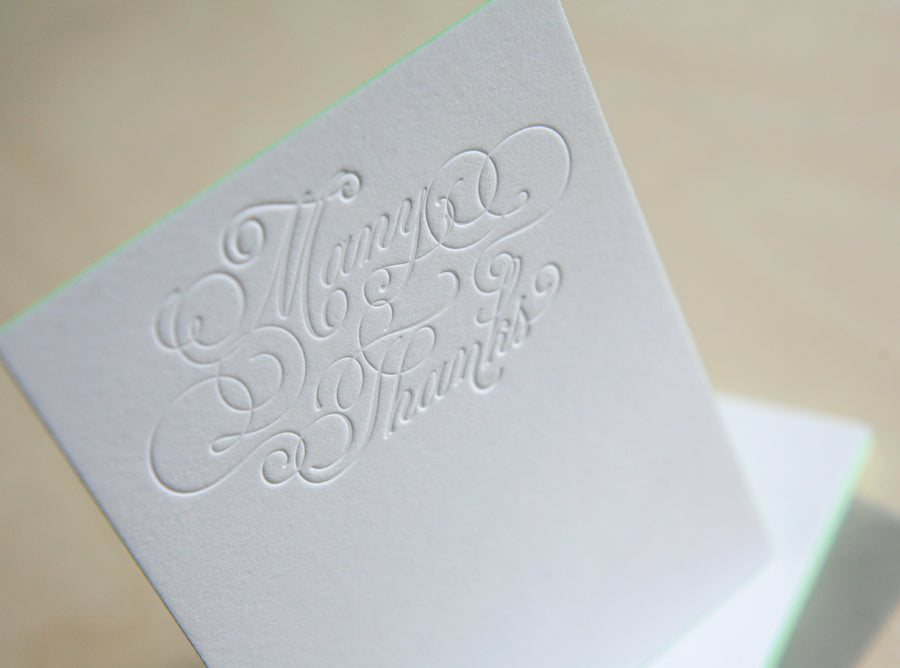 Many Thanks Letterpress Edge Painted Notes