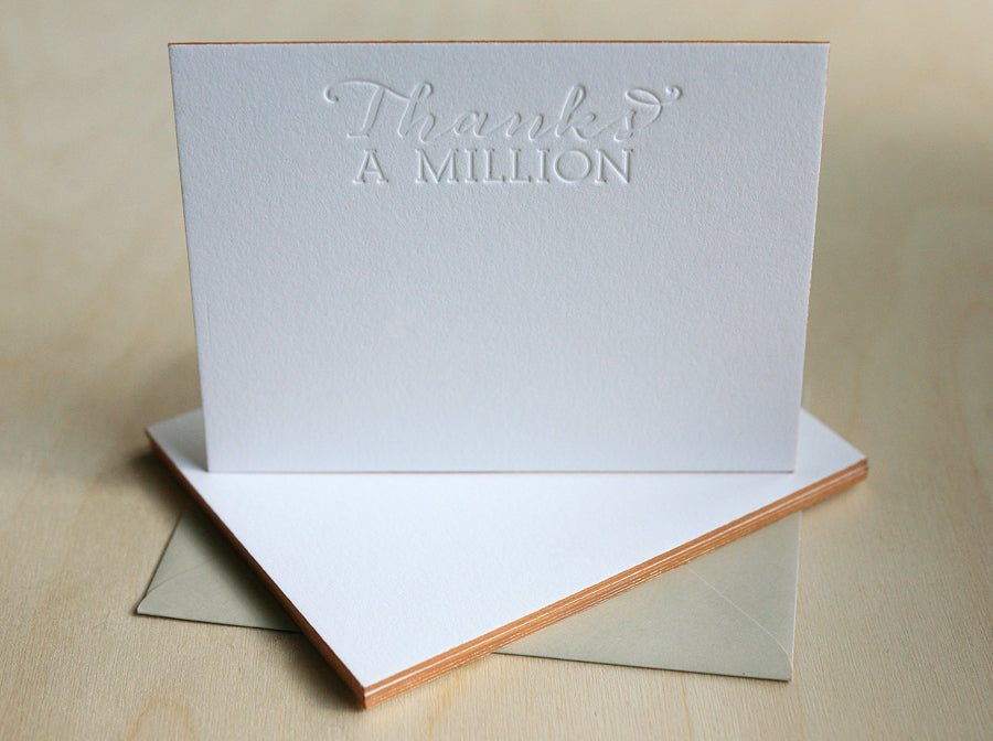 Thanks A Million Letterpress Edge Painted Notes