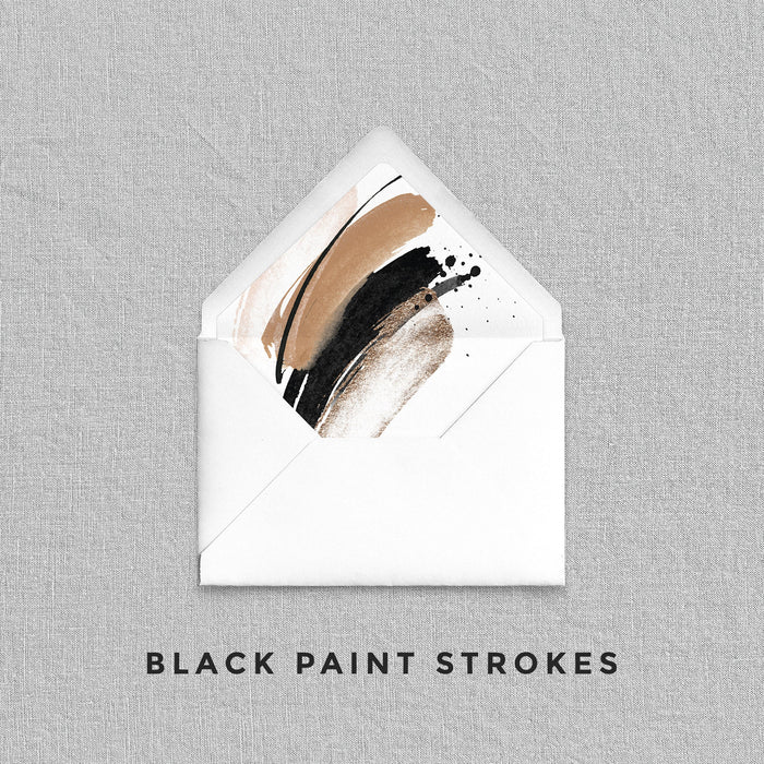Black Paint Strokes Envelope Liners