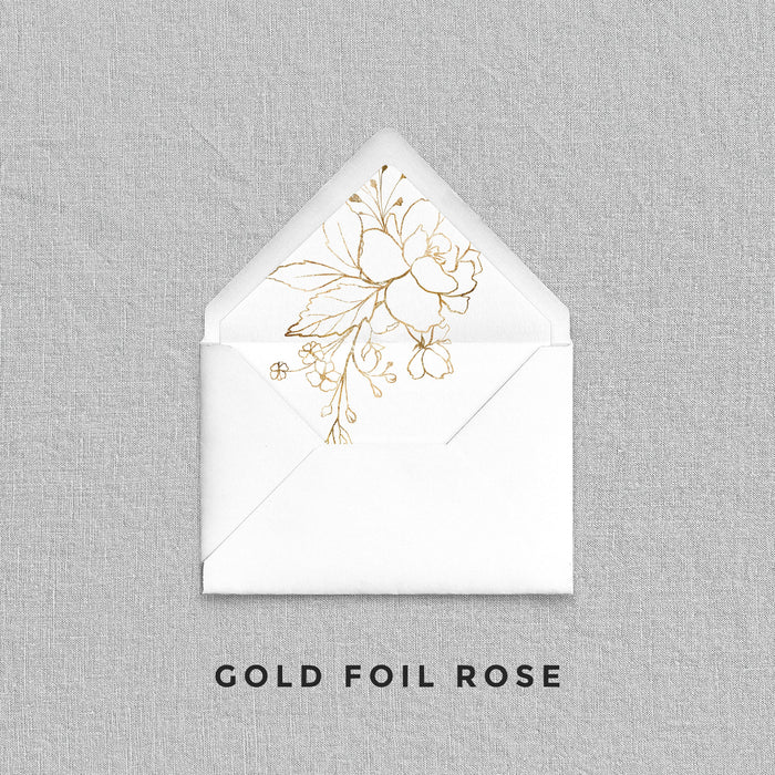 Gold Foil Look Rose Envelope Liners